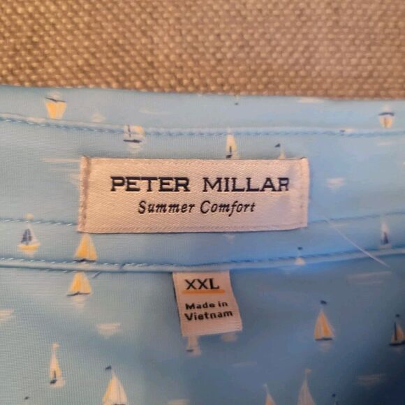PETER MILLAR Mens Sailing Away Performance Polo Shirt Golf Blue NEW XXL - Picture 3 of 4